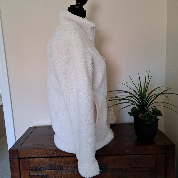 Uniqlo Reversible Jacket Sherpa Fleece Cream Size Small Cozy Neutral Zip Up - Picture 9 of 14